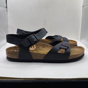 Birkenstock Rio Bs Birko Flor Black Strappy Sandals Shoes Unisex 42 Womens 11